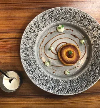 Tarte Tatin met Granny Smith mousse en Calvados