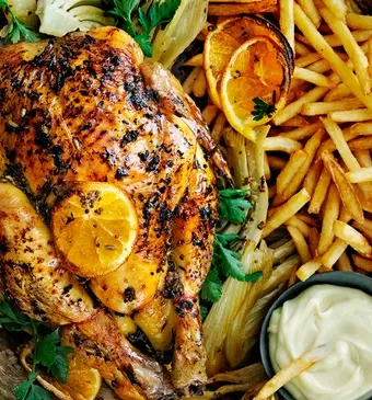 Franse Kip met venkel, sinaasappel & ricard