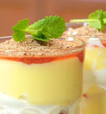 Vlaflip met aardbeien en chocolade