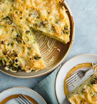 Amerikaanse gebakken Spaghetti taart