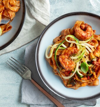 Tagliatelle met pittige garnalen