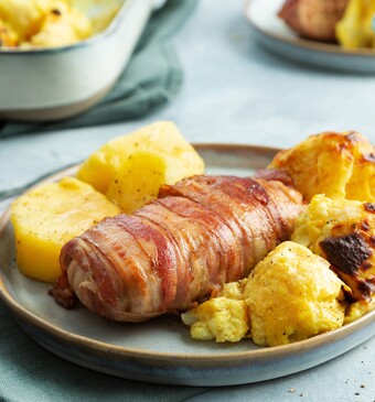 Slavink en bloemkool met een tijgervelletje