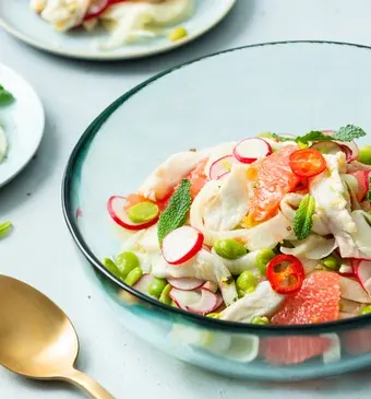 Ceviche van zeebaars met venkel en grapefruit