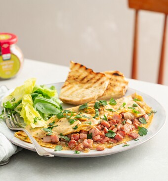 Boerenomelet met champignons, spek en oude kaas