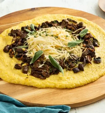 Polenta met paddenstoelen en parmezaan