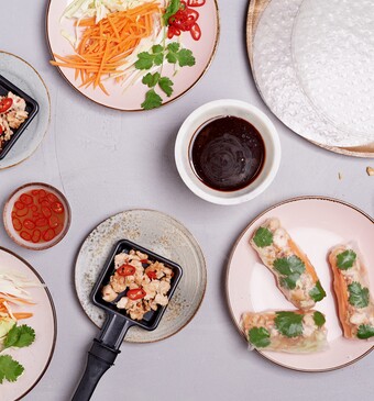 Vietnamese rijstrolletjes met kip van de gourmet 