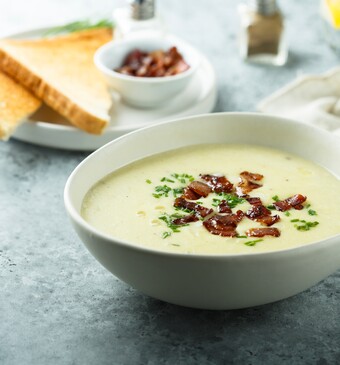 mosterdsoep met spekjes