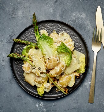 Gesmoorde prei-aardappelsalade