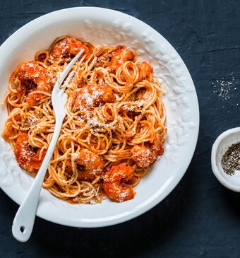 spaghetti met garnalen