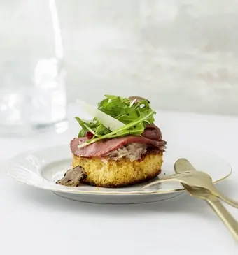 Lauwwarme carpaccio met aardpeer en truffel