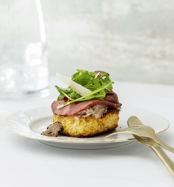 Lauwwarme carpaccio met aardpeer en truffel