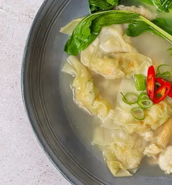 Wontonsoep met garnaal