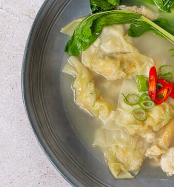 Wontonsoep met garnaal