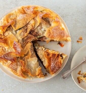 Bastilla met linzen en aubergine