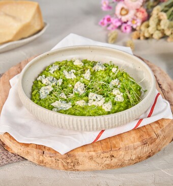 Snel met Mil Heat Boerenkoolrisotto met walnoten en blauwe kaas  