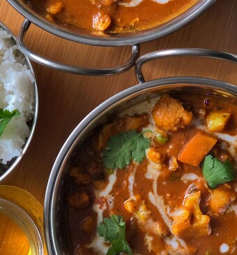 Pompoencurry met kip