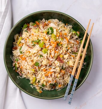 Nasi met gerookt spek