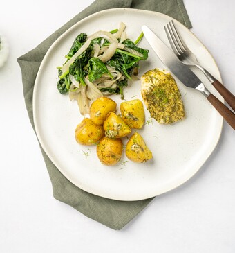 Kabeljauw met spinazie