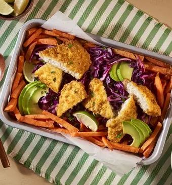 Loaded fries met knapperige lekkerbek