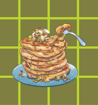 kaaspannenkoek met bosui en limoenroom