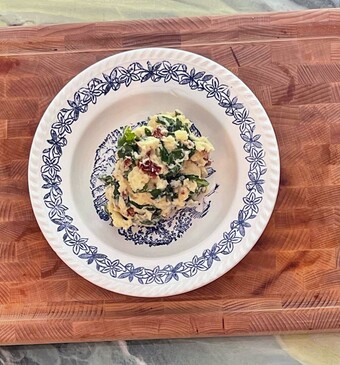 Rucola-stamppot op een bord