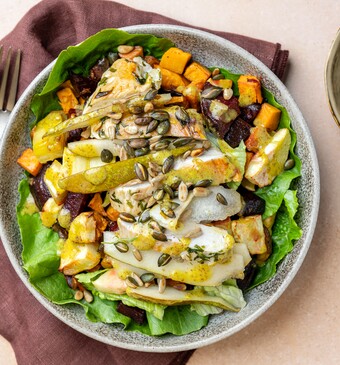 Lauwwarme herfstsalade uit het programma Lekker Snel.