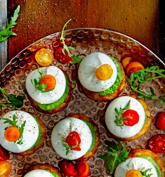 Rösti met burratina en rucolacrème 