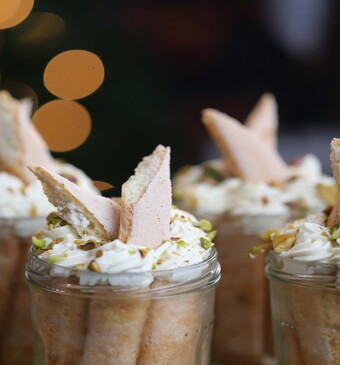 Pistache-tiramisu uit het programma Miljuschka Masterclass Kersteditie.