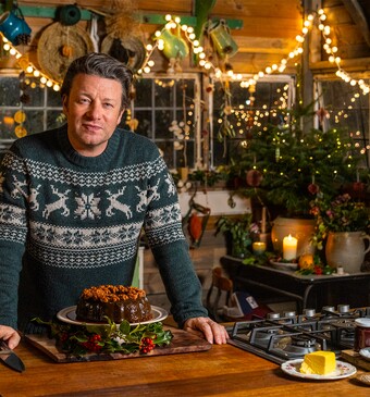 Jamie Oliver voor het programma Jamie Seasons: Winter