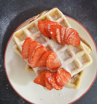 wafels met aardbeien