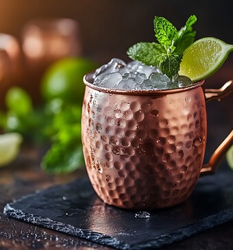moscow mule in klassieke koperen mok