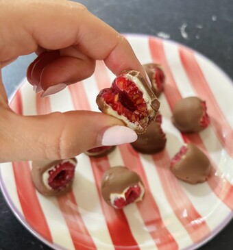 frambozen in chocolade