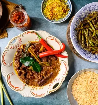 Rendang met ketjapboontjes en rijst