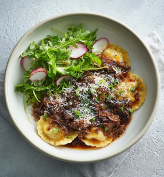 ossenstaartstoof met ravioli