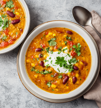 Gevulde Mexicaanse maïssoep