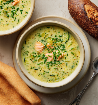 Courgettesoep met forel