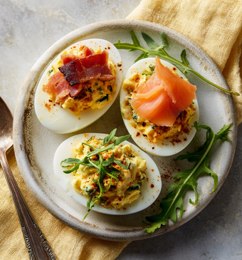 Drie soorten gevulde eieren