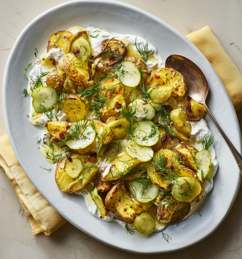 smashed-aardappelsalade met augurk