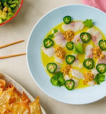 Ceviche met crispy wontons 