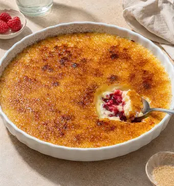 creme brulee met frambozen