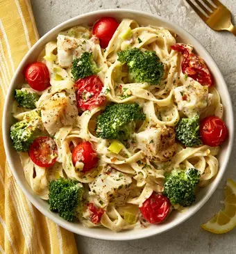 romige pasta met vis