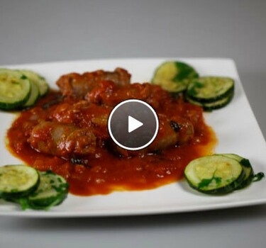 Salsiccie al  sugo en Zucchine Fritte