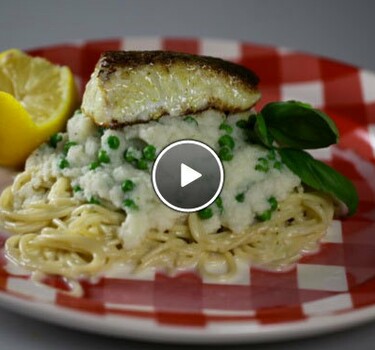 Spaghetti met vis en koolrabisaus