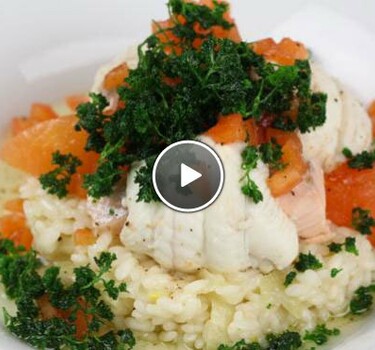 Gevulde tongschar met tomaat en venkelrisotto