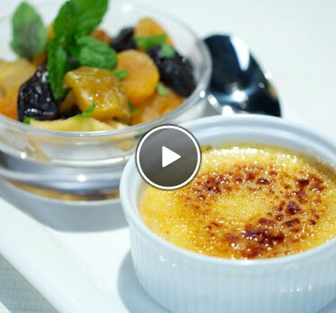 Crème brûlée van lavendel met tutti frutti van oma