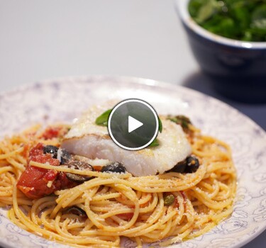 Spaghetti alla puttanesca met kabeljauw