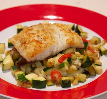 Gebakken kabeljauw met mosterd-aardappelpuree