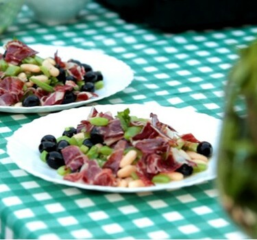 Bonensalade met Iberico ham