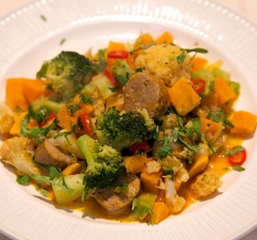 Bloemkoolcurry met saucijsjes