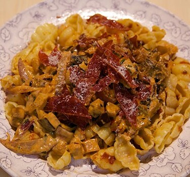 Pasta met Mediterrane aubergines